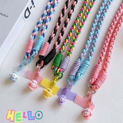 適用背帶長繩麻繩手機夾子斜挎手機繩背帶掛鏈掛繩背夾帶可愛掛件