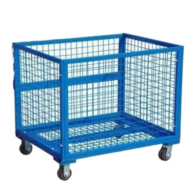 廠家定制倉儲籠,折疊籠,周轉鐵網箱(帶輪)定制加工