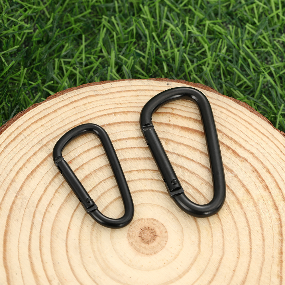 All Black D-Type Electrophoresis Aluminum Alloy Carabiner Outdoor Sports Backpack Water Bottle Hook Lock Camping Style Accessories