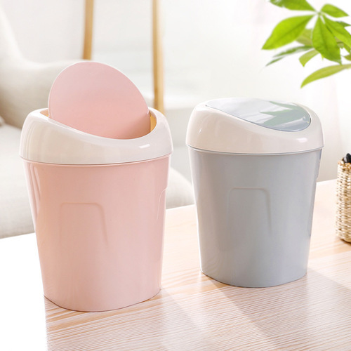 Home mini plastic trash can swing lid desktop practical storage bucket home living room snack trash can wholesale