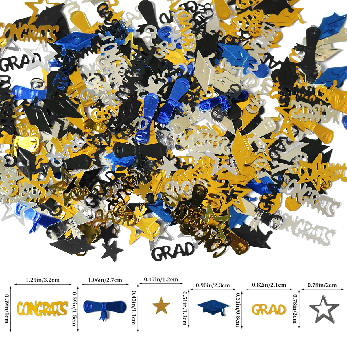 蓝色毕业纸屑尺寸