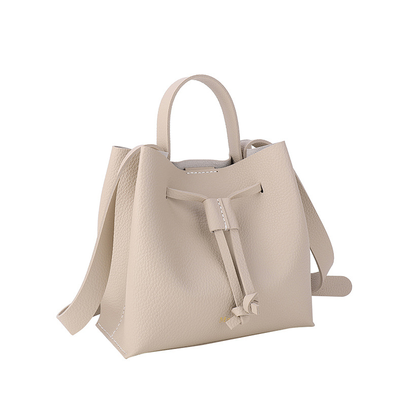 Shangxin DIY hecho a mano bolsa de cuero de la PU bolso de cubo con cordón bolsa de material casero coreano Estómago Grande Rey bolso de hombro portátil para las mujeres