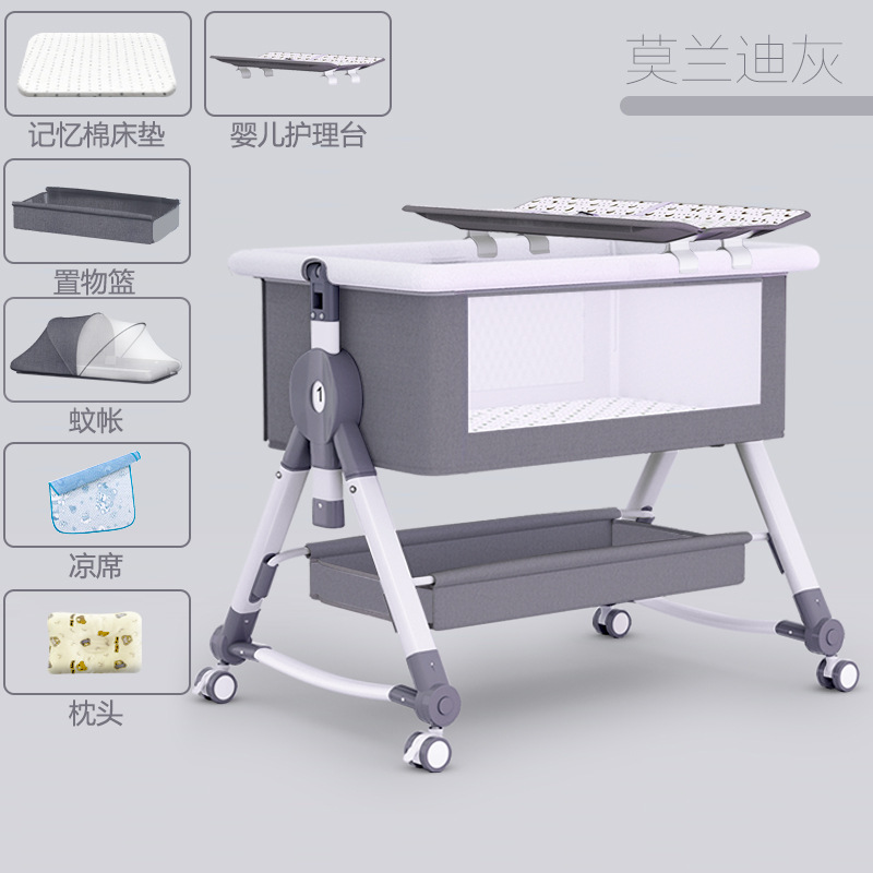 Cama para bebés de asiento plegable empalmado cama grande multifuncional portátil extraíble cama para bebés cuna cama