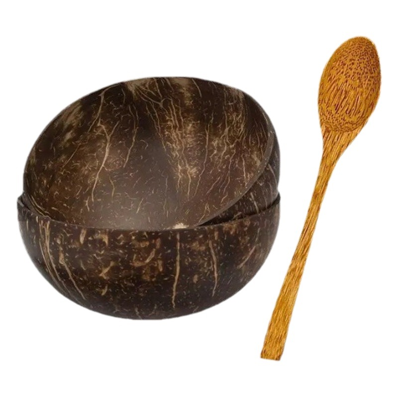 Estilo japonés tazón de coco cáscara de coco viejo cáscara de coco tazón de madera de coco almacenamiento transfronterizo de madera cáscara de coco comercio exterior al por mayor