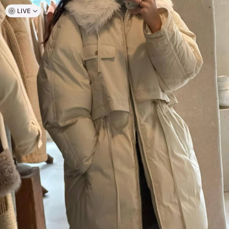 No Returns or Exchanges 2025 Winter Season New Korean Dongdaemun Ve*So Fur Collar Waist-Cinching New National Standard 90 Duck down Jacket