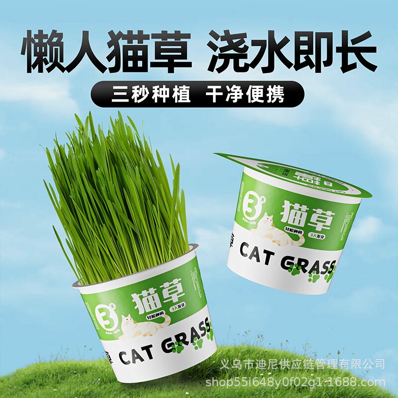 Cat Supplies: Lazy Person's Instant Cat Grass Potted Seeds, Catnip Collection, Snacks, Easy and Gentle Hairball Prevention