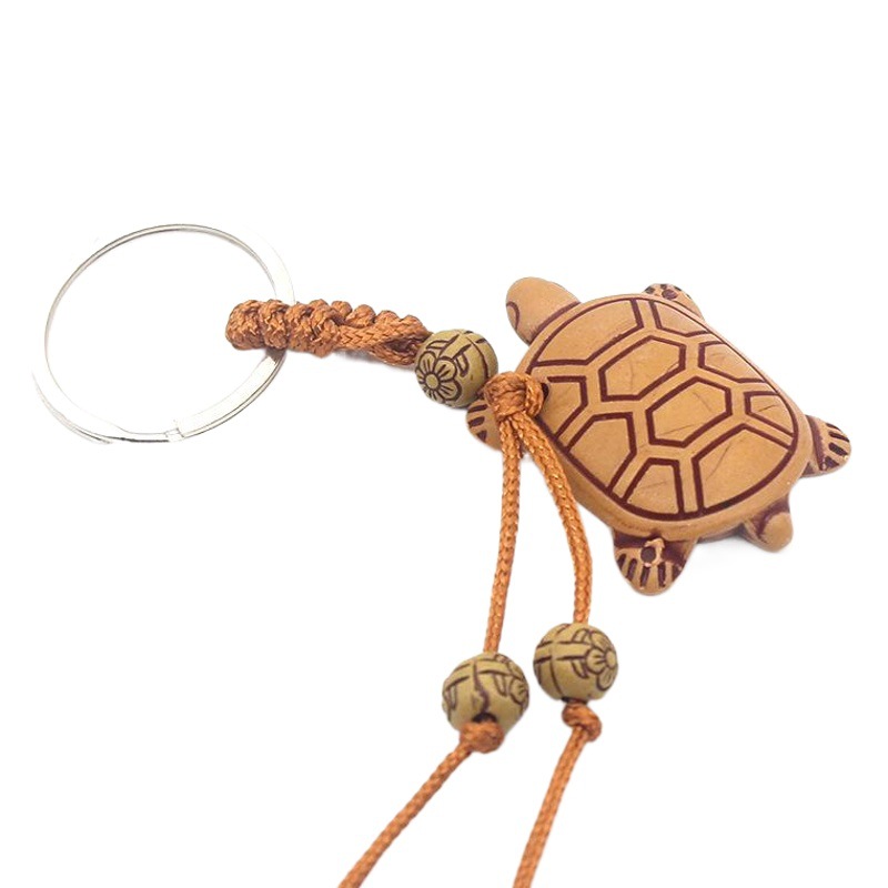 Export Cross-Border Supply Hot-Selling Imitation Wood Turtle Elephant Trojan Horse Keychain Pendant Spot Wholesale