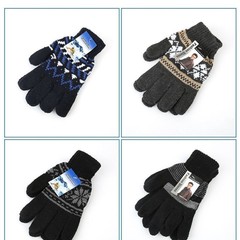冬の男性の冬のジャカード手袋卸売りニット保温冬のマジックはベルベットの毛糸を分けてスキーに乗る