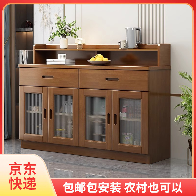 Chinese Style Solid Wood Sideboard Low Cabinet Household Wine Cabinet Restaurant Storage Cabinet Tea Cabinet Modern Simple Storage Cupboard