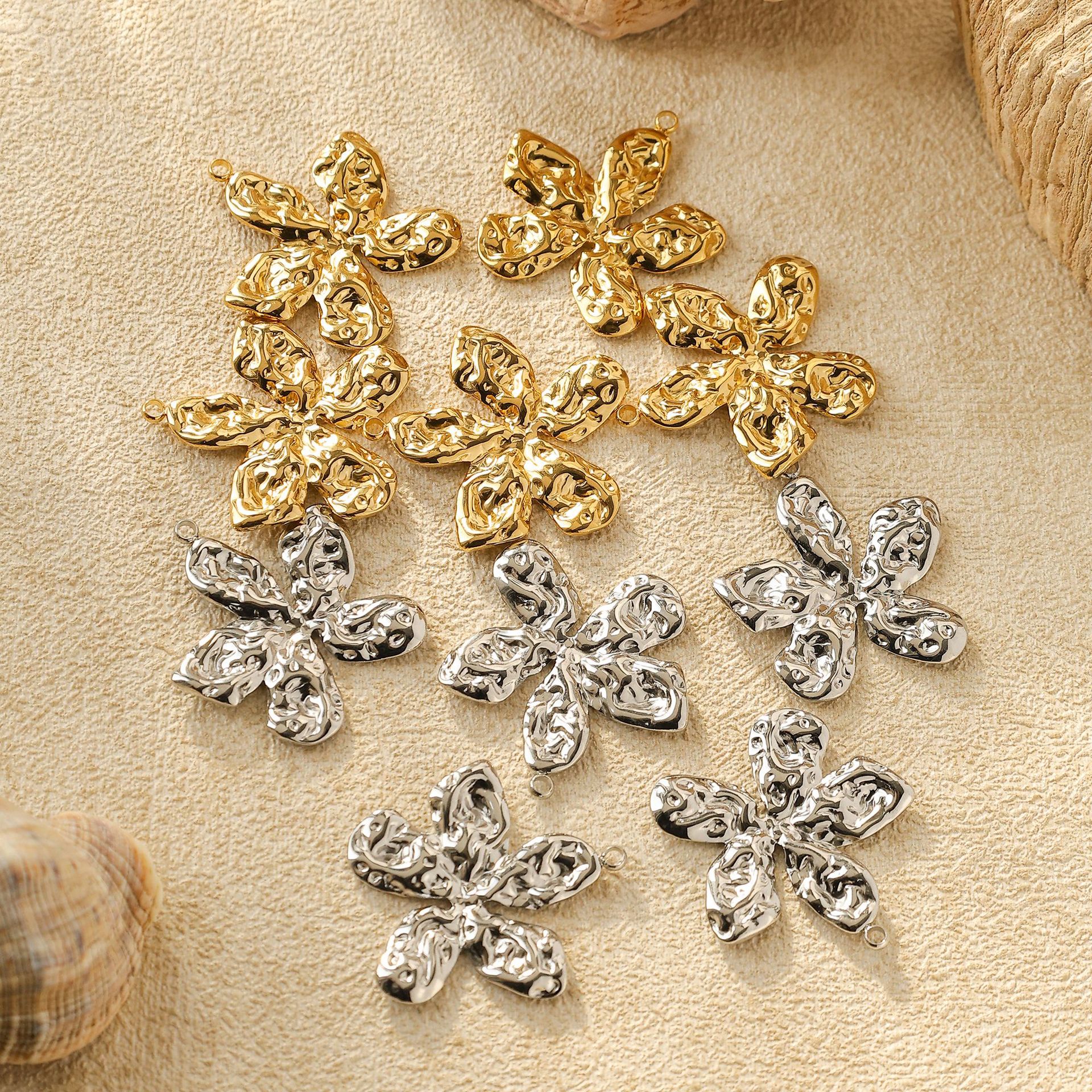 DIY Jewelry Accessories Classification 5 PCS/Package 304 Stainless Steel Flower Pendant