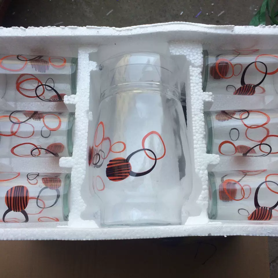 简约夏季丝印玻璃冷水壶加杯子大容量客厅水具套装凉水杯果汁壶