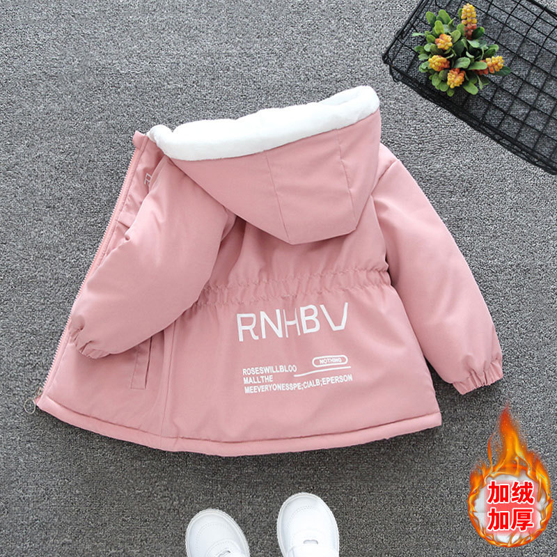 Children's Clothing Girls' Fleece-Lined Jacket Autumn and Winter 2025 Kidsren's Winter Cotton Windbreaker Boy Baby Winter Parka Cotton Jacket with Hood