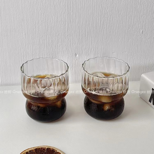 Niche Instagram-style retro coffee mug, chubby glass cup, high-temperature resistant water cup, breakfast milk cup, latte cup