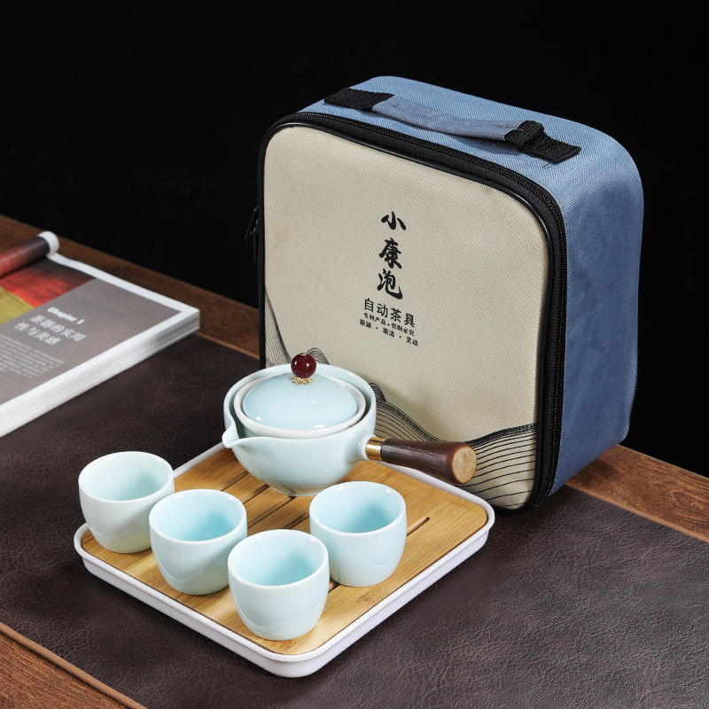360 ° ティーポットセラミックシングルポット中国家庭用フィルターティーメーカー黒陶器カンフーティーセットサイドハンドル 1 ポット 4 カップ|undefined