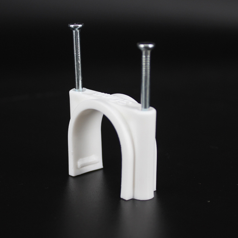 电源线扣线卡 双钉塑料压线卡 PE 圆形32mm 白色