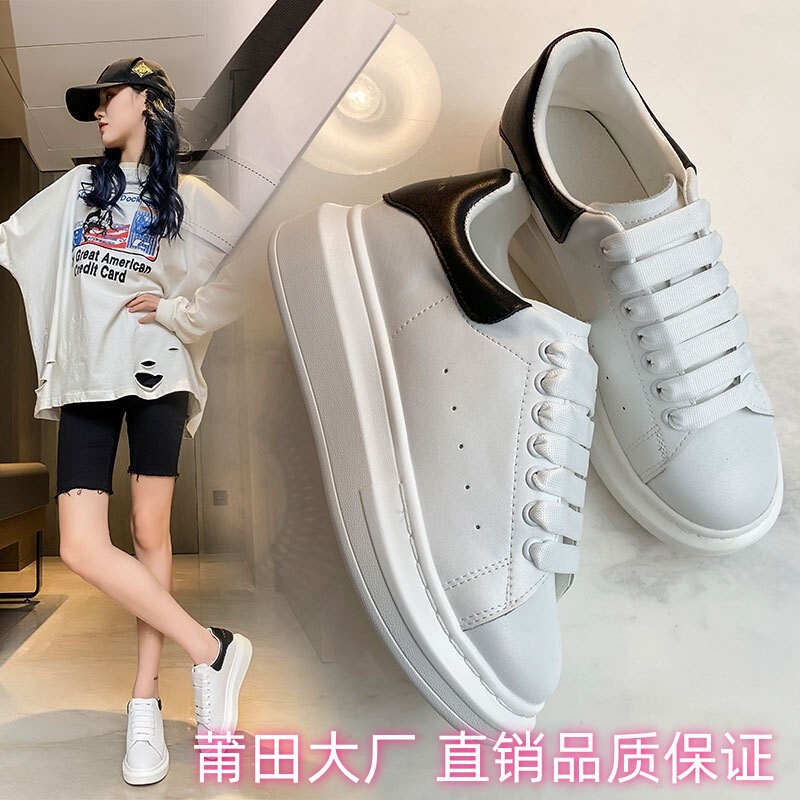 Putian Shoes Wholesale High Version Mcqueen White Shoes Thick-Soled Couples Heightening Sports Versatile Men's and Women's Casual Trendy Shoes