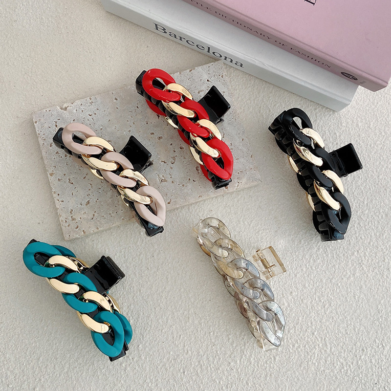 Korean New Chain Clip Fashion Colorful Head Clip Hair Shark Clip Hair Accessories display picture 1