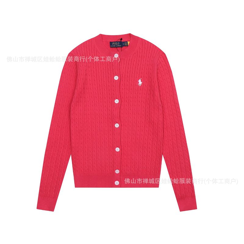 马标拉夫劳伦 女装小麻花针织开衫 修身经典款polo 纯色圆领外搭|undefined