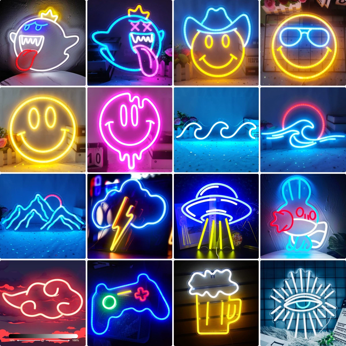 Настенный светильник LED, креативный неоновый ночник для спальни, разные формы, 5В USB или 12В адаптер