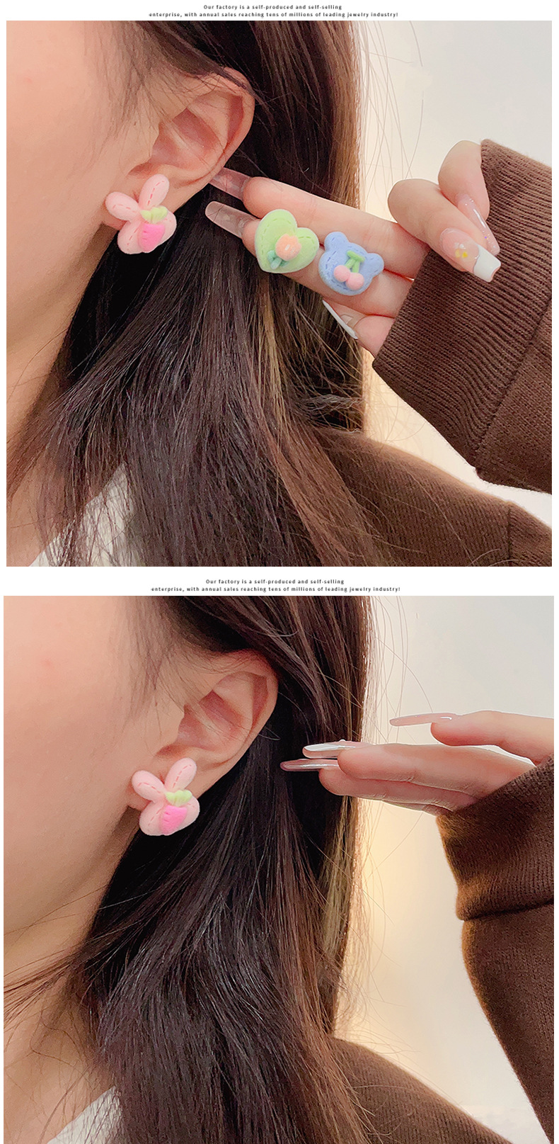 Cartoon Style Rabbit Santa Claus Elk Flocking Womenu0027S Earrings 1 Pair
