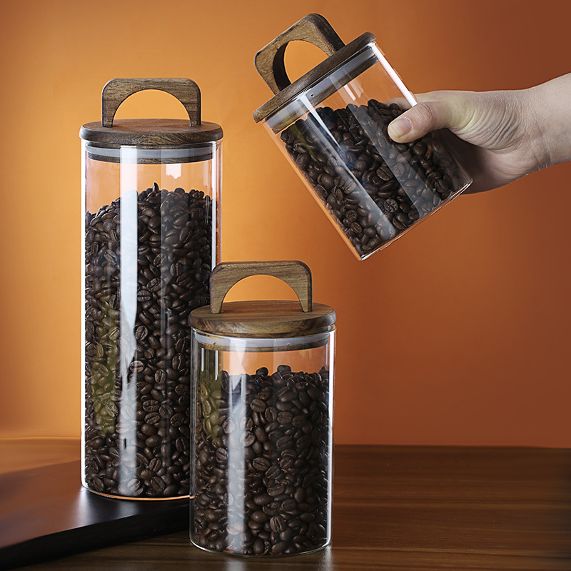 Nuevo frasco de vidrio portátil para café en polvo, frasco de almacenamiento de cocina sellado, frasco transparente para almacenar granos de café
