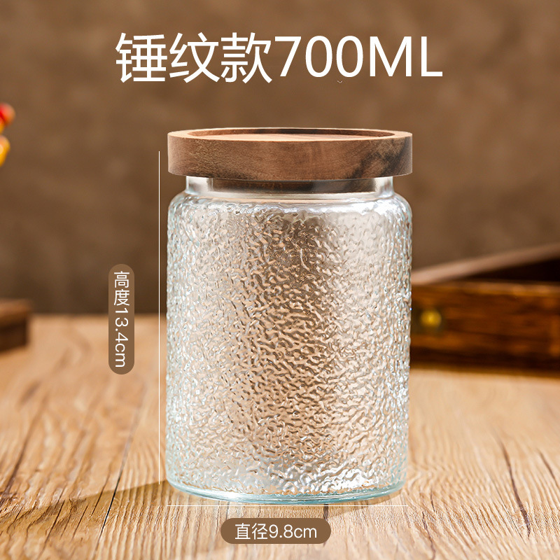 Tarro de almacenamiento de flores de Begonia vintage con tapa de madera tarro de almacenamiento tarro de vidrio sellado granos de té de frutas secas fábrica al por mayor