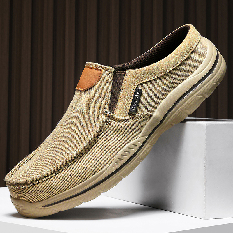 2025 nuevos zapatos de tamaño grande transfronterizos para hombres convenientes zapatos de lona casuales ultraligeros con suela gruesa cómodos zapatos transpirables