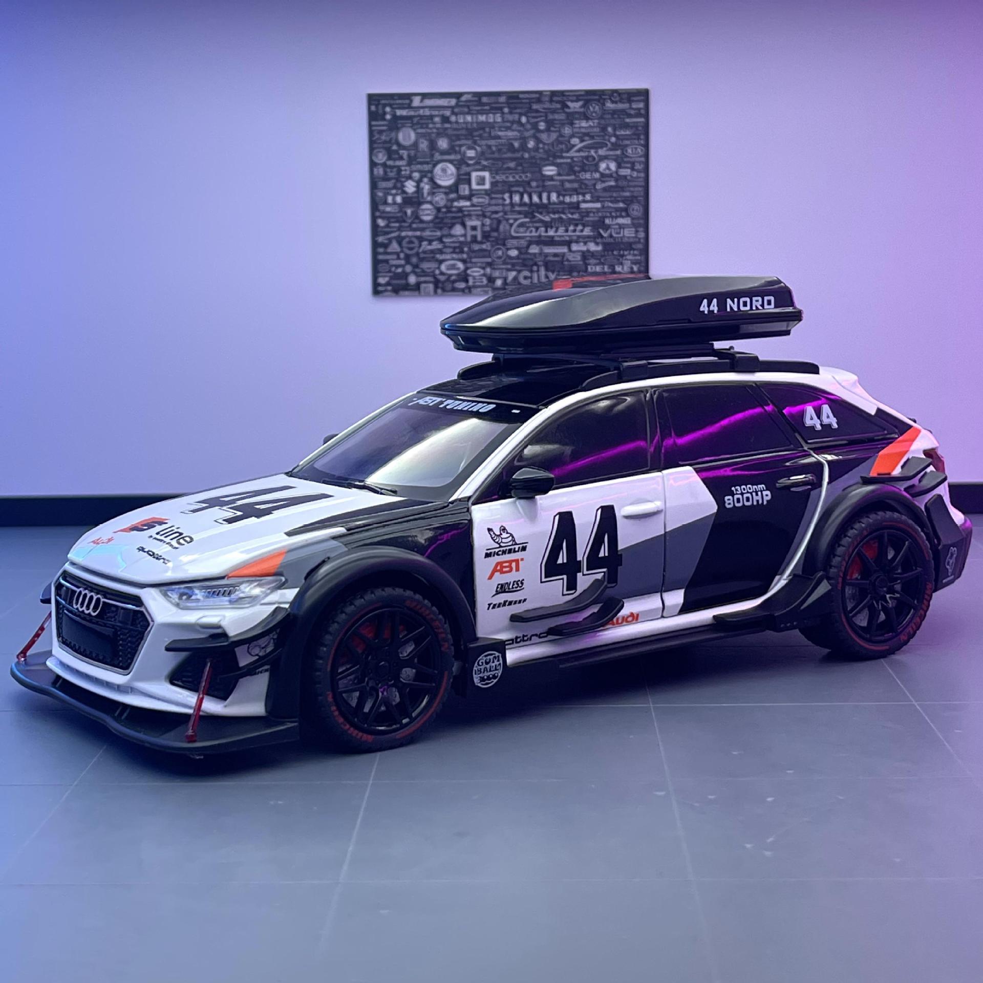 Modelo de coche de aleación 1 a 24 Audi RS6 versión modificada de retroceso con sonido y luz juguete modelo de coche regalo