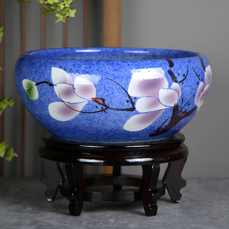 *金魚飼育用景徳鎮陶器大水槽、卸売亀鉢、水耕植物、睡蓮、蓮水槽、卓上飾り|undefined