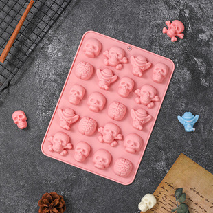 New 20-Piece Halloween Horror Skull Head Chocolate Mousse Mold Food Grade Halloween Mold