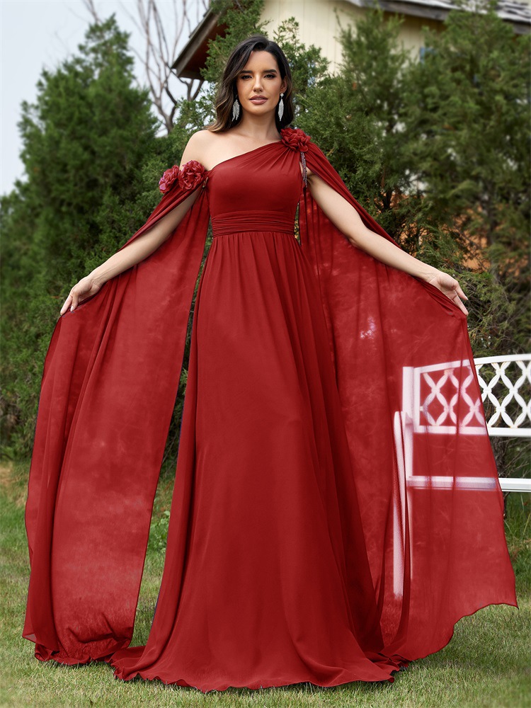 Elegant Women's A-line Chiffon Evening Dress For Formal Banquets_voghion.com