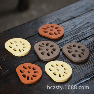 Wholesale Yixing purple sand tea pet lotus root ornaments tea cup mat tea cup base tea hand simulation lotus root slice pot cup holder
