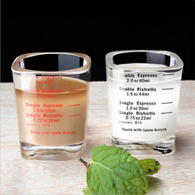 简约带刻度计量透明玻璃刻度杯 小四方烘焙量杯安士杯 现货批发