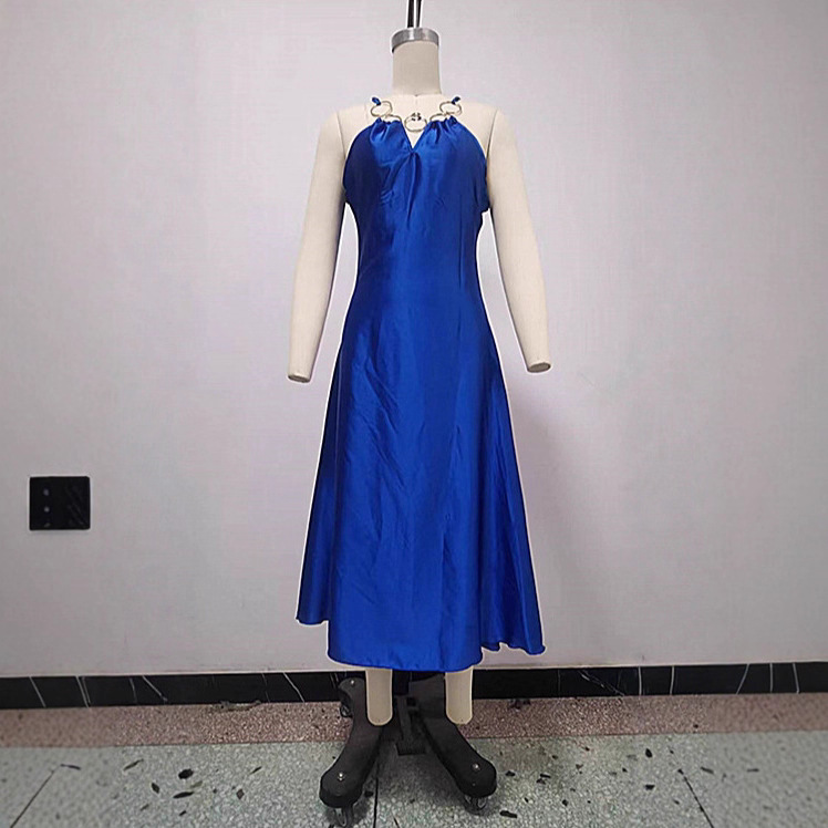 Summer Fashion Women's V-Neck Sleeveless Dress Sexy Suspender Waist Cinching Design Casual Dress_ecoleips.com