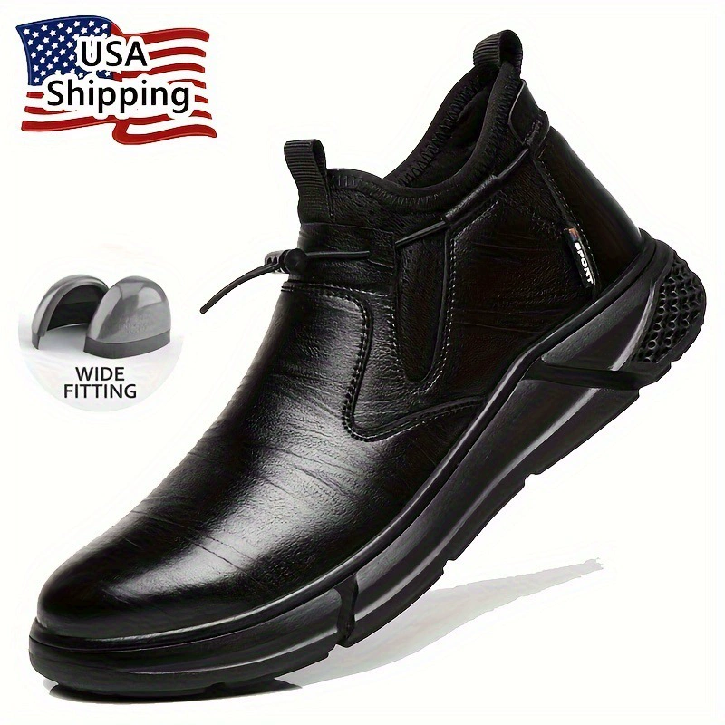 men's Slip On Work Boots with Steel Toe Durable Synthetic