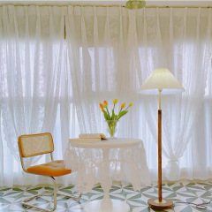 Korean-style pastoral fresh lace inner flower edge window curtain balcony living room sheer curtain set pure white sheers