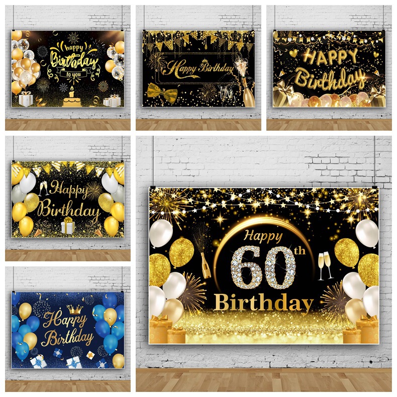 Cross-border Black Gold Birthday Party Background Cloth Balloon Sequin Birthday Photo Shooting Background Holiday Party Decoration Cross-border Black Gold Birthday Party Background Cloth Balloon Sequin Birthday Photo Shooting Background Holiday Party Decoration