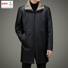 恒源祥水貂毛內胆牛皮外套新品冬季水貂毛翻领休闲高端皮衣潮
