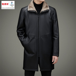 Hengyuanxiang Mink Fur Lining Cowhide Jacket New Winter Mink Fur Lapel Casual Classy Leather Jacket Trend