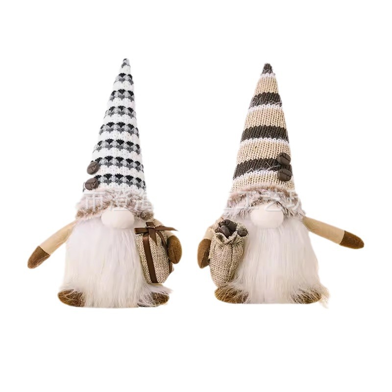 Café personalizado muñeca sin cara encantadora bolsa de café de punto con luces Gnomes adornos muebles paquete