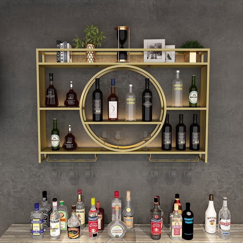 Iron Wine Rack White Wine Wine Storage Rack Home Wine Rack Bar Luminous Wall-Mounted Wine Rack Storage Wine Cabinet