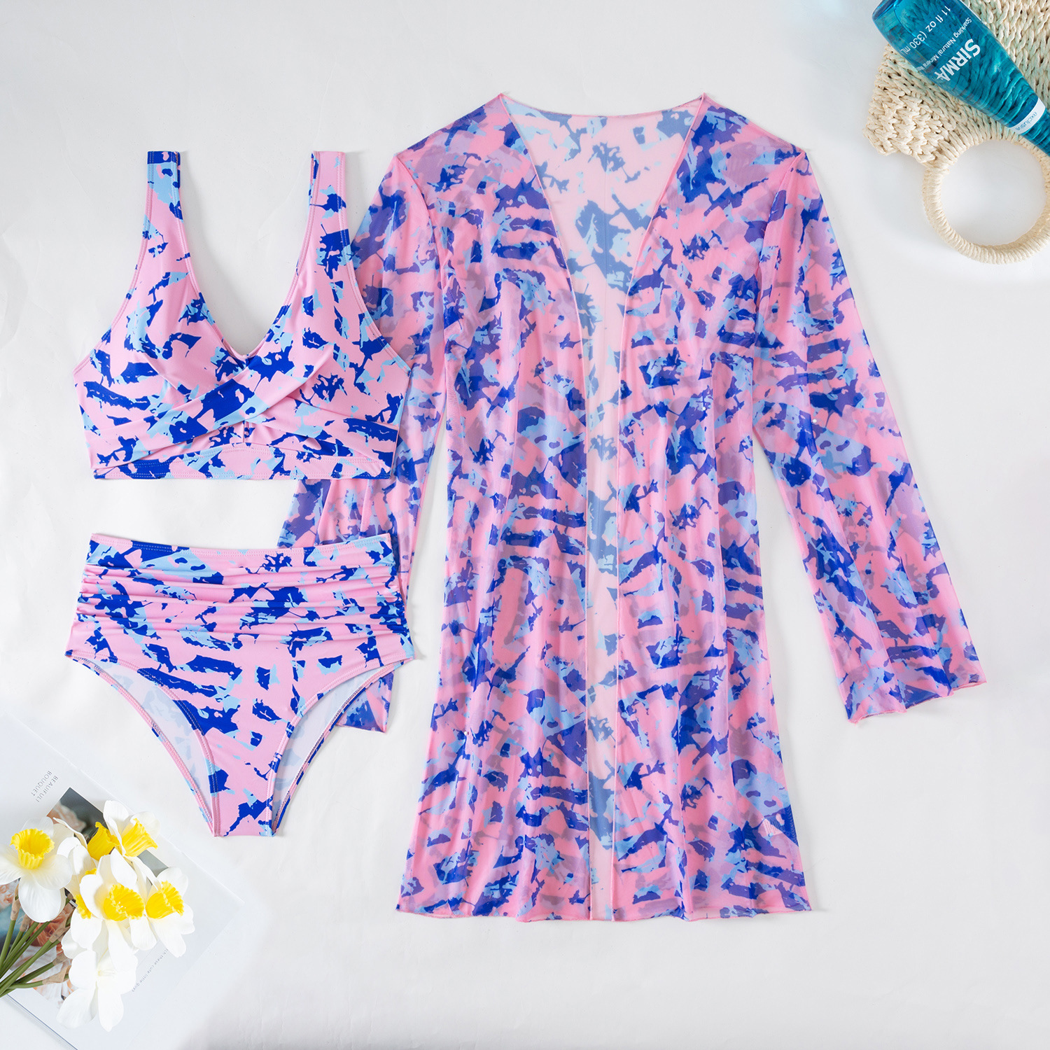 Femmes Élégant Femme Impression Ensemble De 3 Pièces Bikinis Vête De Maillot De Bain display picture 38