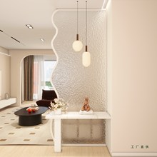 轻奢客厅玻璃屏风奶油风入户门遮挡装饰卫生间浴室不锈钢玻璃隔断