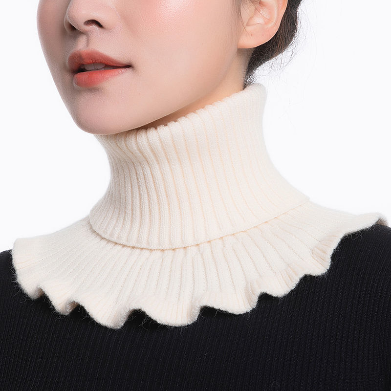 Autumn and Winter New Knitted Pullover Scarf Women's Warm Neck Set All-match Fake Collar High Collar Wool Fake Collar