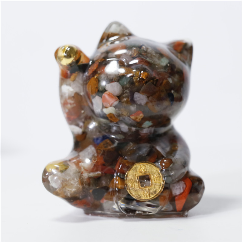 水晶の猫のデスクトップの置物の家の装飾のゴムの猫の工芸品の小さくて美しい猫の置物の卸売り