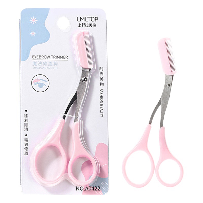LMLTOP with comb eyebrow scissors stainless steel beauty scissors eyebrow makeup tools wholesale A0422