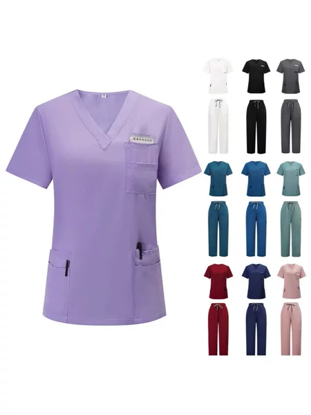 New Foreign Trade Nurse Doctor Surgical Clothing Work Uniform Scrub Suit Operating Room Scrub Pants Straight-Leg Pants Set
