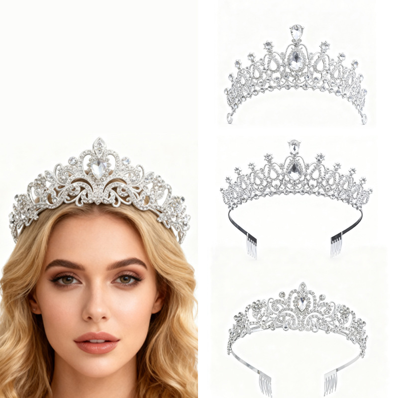 Crystal Crown Birthday Ball Party Rhinestone Crown Stage Dress Accessories Hair Accessories Princess Performance High-End Headband