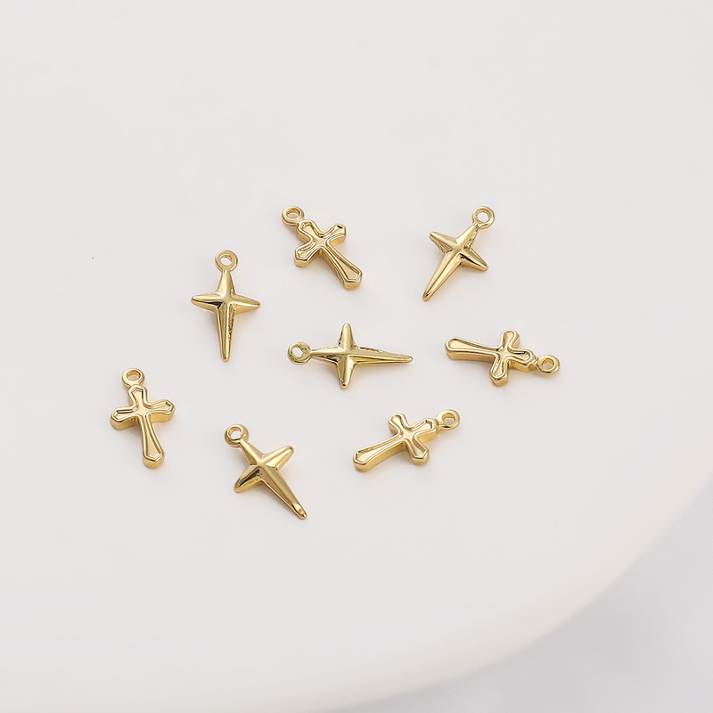 14K package gold color copper single hanging cross pendant pendant handmade diy color star necklace accessories