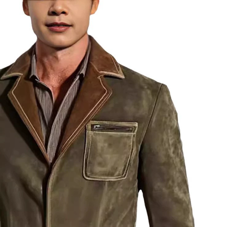 [British retro high-end jacket麂皮绒多口袋高档男户外做旧夹克]
